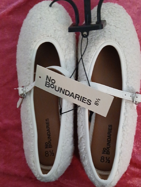 No Boundaries Shoes - No Boundaries White Sherpa Mary Jane Flats with Strap Never Worn